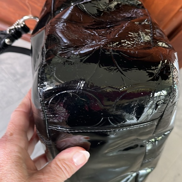 Coach  Vintage  black patent leather shoulder bag  small tote  Silvertone HW EUC - Picture 12 of 17